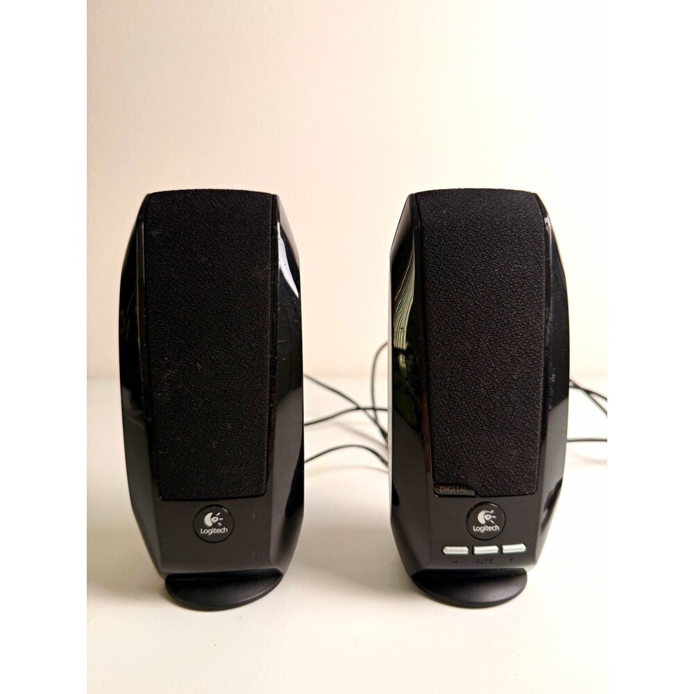 Logitech 2.0 Wired Computer Speakers Black Volume Control Mute S-00005